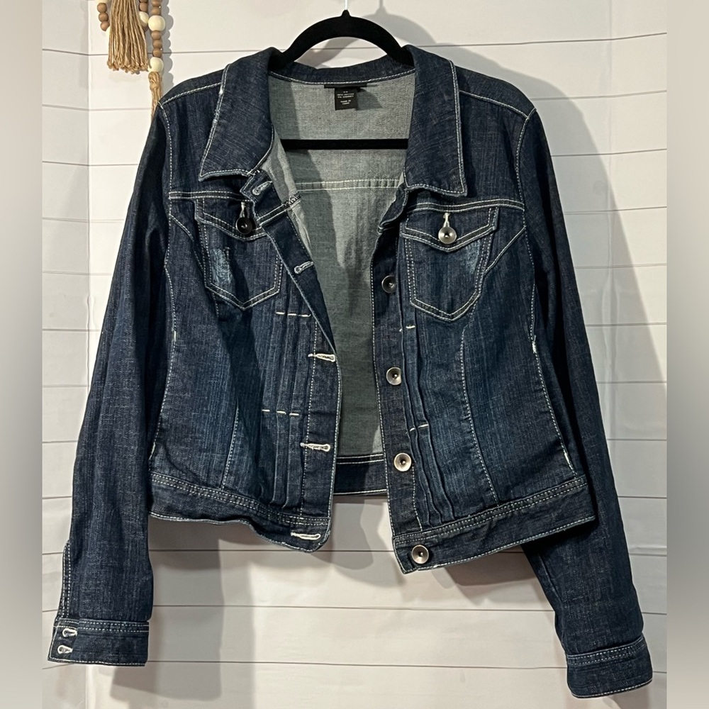 Lane Bryant 20 Distressed Denim Jacket